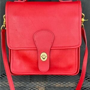 Vintage Coach Station Bag 5130 Rare Red Leather Authentic